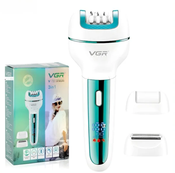VGR V-732 3-in-1 Multi-Functional Professional Electric Epilator for Women | Rechargeable Hair Removal Tool