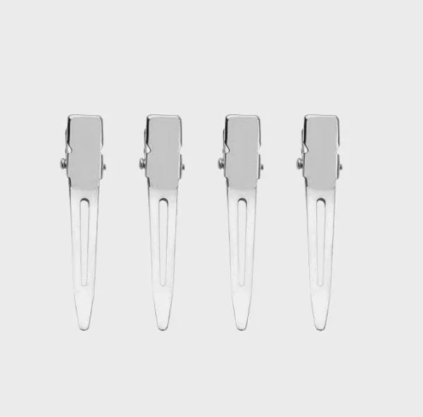 12PCS 4.5cm Silver Single Prong Curl Clips – Metal Alligator Hair & Sectioning Clips