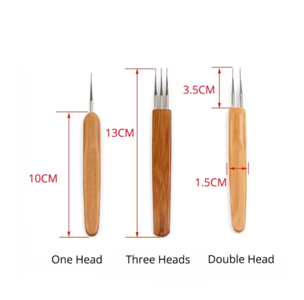 Bamboo Crochet Needle for Dreadlocks & Wig Making – With 1/2/3 Hook Options