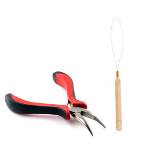 Curved Micro Ring Hair Extension Pliers - 5''125mm - with Pulling Needle