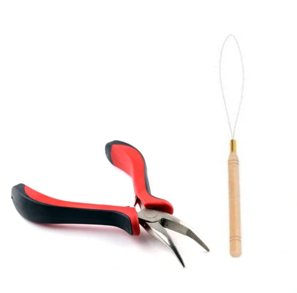 Curved Micro Ring Hair Extension Pliers - 5''125mm - with Pulling Needle
