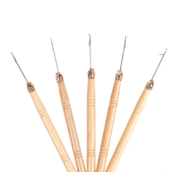 Micro Ring Beads Hook Needle – Wooden Handle Latch Hook - 12pcs