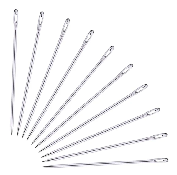 Set of 12 Long Needles (73mm / 2.9in) with Large Eye
