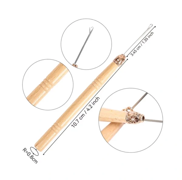 Micro Ring Beads Hook Needle – Wooden Handle Latch Hook - 12pcs