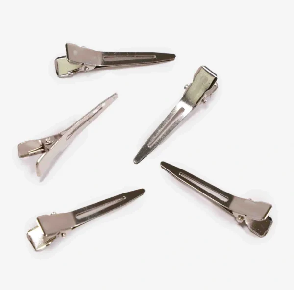 12PCS 4.5cm Silver Single Prong Curl Clips – Metal Alligator Hair & Sectioning Clips
