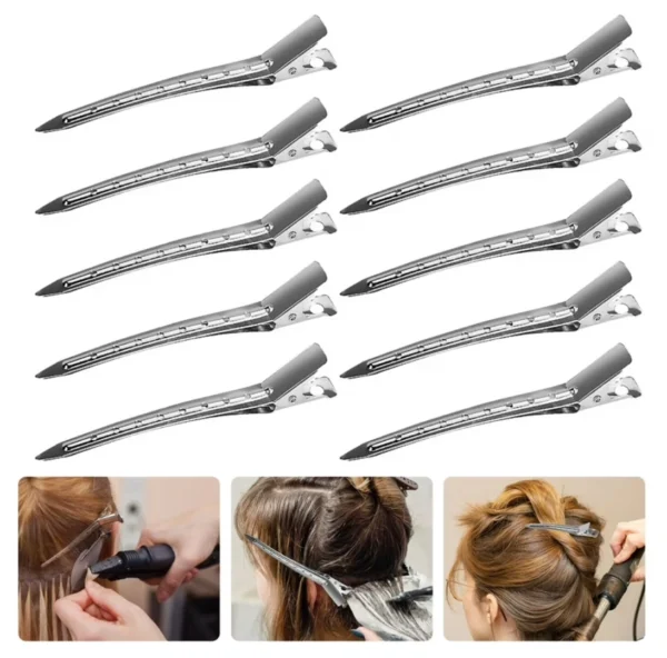 12PCS Metal Hair Clips Set – Single Prong Curl & Duckbill Clips for Sectioning