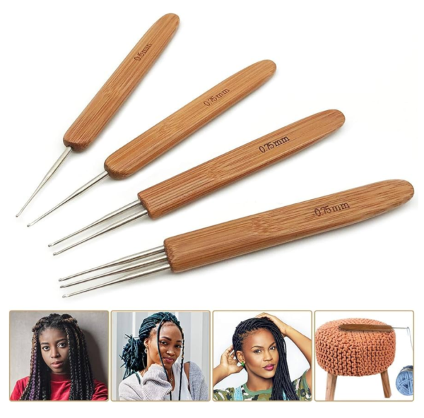 Bamboo Crochet Needle for Dreadlocks & Wig Making – With 1/2/3 Hook Options