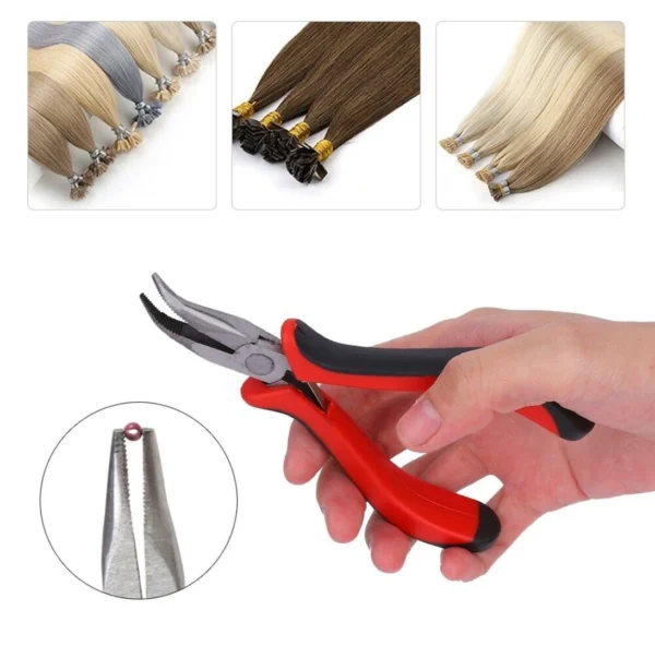 Curved Micro Ring Hair Extension Pliers - 5''125mm - with Pulling Needle