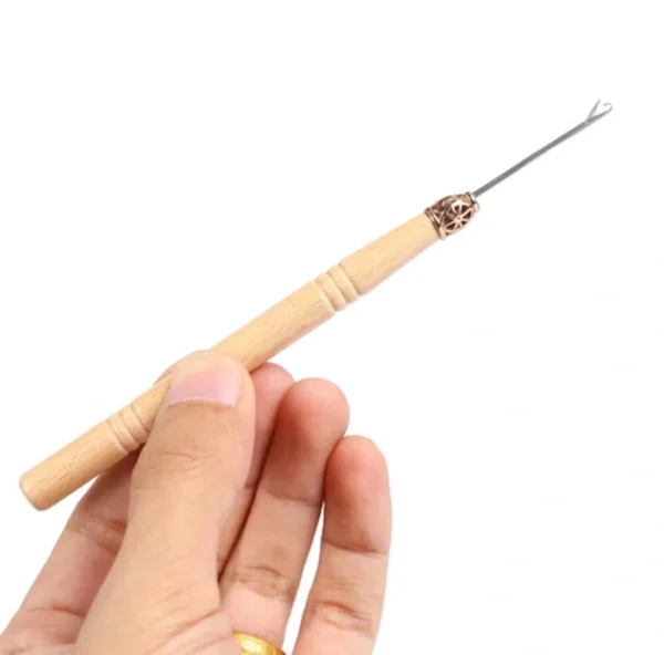 Micro Ring Beads Hook Needle – Wooden Handle Latch Hook - 12pcs