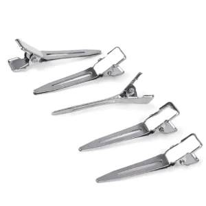 12PCS 4.5cm Silver Single Prong Curl Clips – Metal Alligator Hair & Sectioning Clips