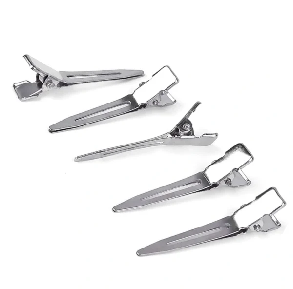 12PCS 4.5cm Silver Single Prong Curl Clips – Metal Alligator Hair & Sectioning Clips