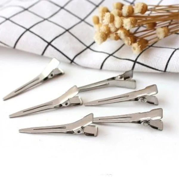 12PCS 4.5cm Silver Single Prong Curl Clips – Metal Alligator Hair & Sectioning Clips