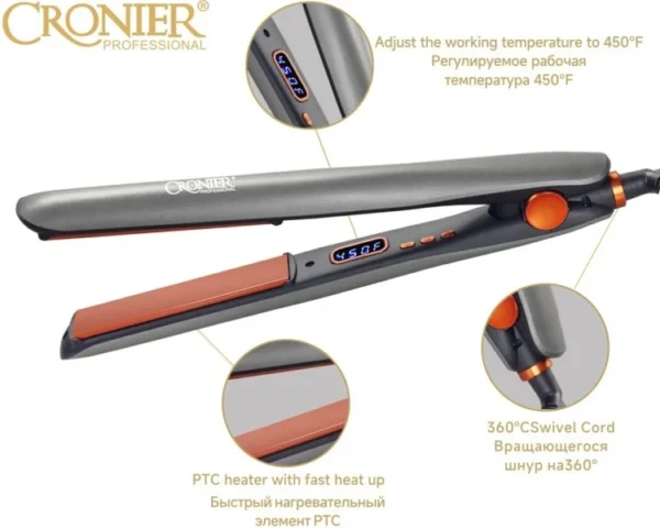 Cronier CR-980 Hair Straightener – Professional Ceramic Flat Iron for Smooth, Frizz-Free Styling
