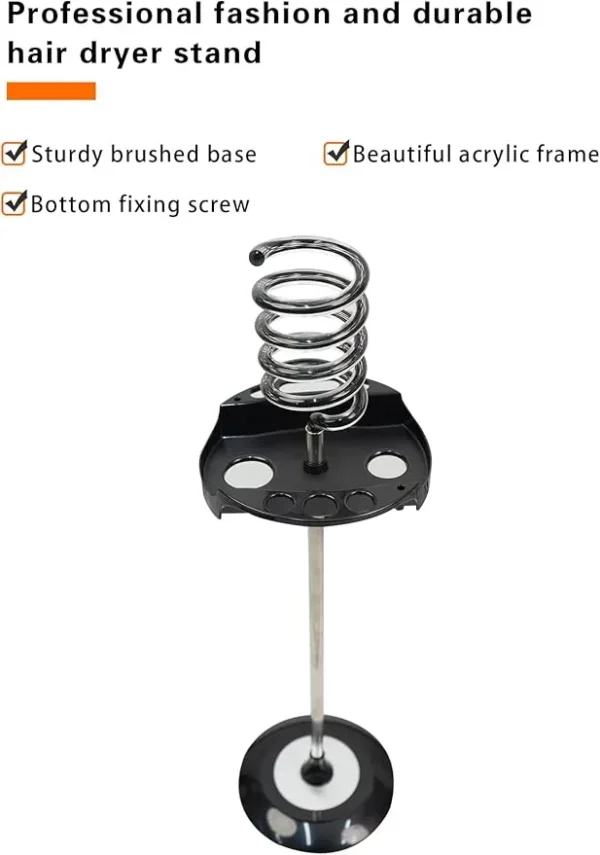 Twisty Style Hair Dryer Stand – Crystal Acrylic Top Holder with Tray