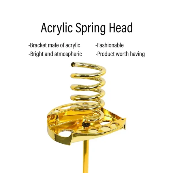 Twisty Style Hair Dryer Stand-Gold-Acrylic Top Holder With Tray