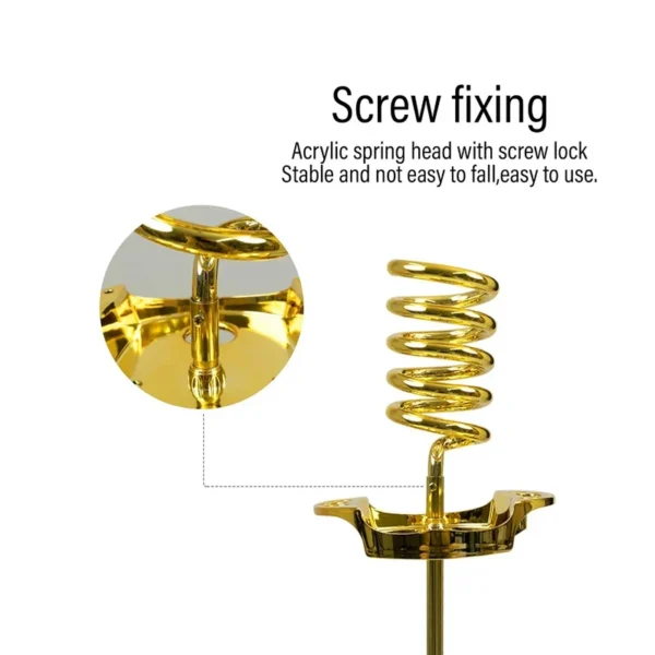 Twisty Style Hair Dryer Stand-Gold-Acrylic Top Holder With Tray