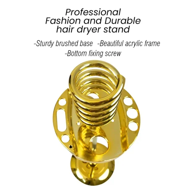 Twisty Style Hair Dryer Stand-Gold-Acrylic Top Holder With Tray