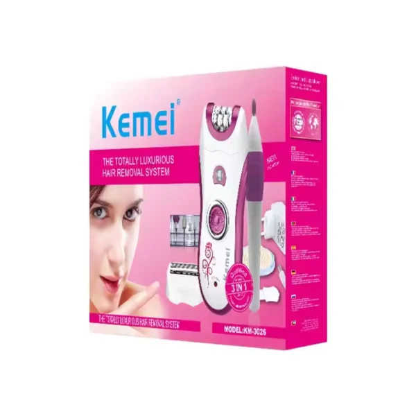 Kemei KM-3026 Women’s Electric Epilator & Shaver – 3-in-1 Rechargeable Hair Remover