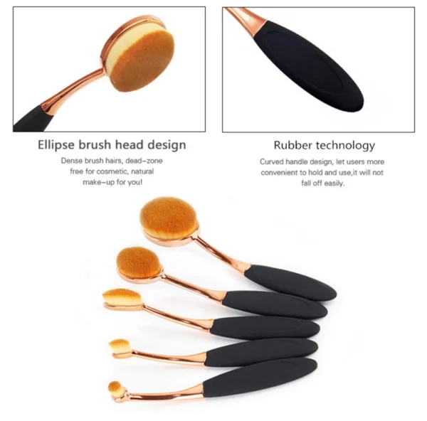 Oval Foundation Brush Set – 5 Pcs