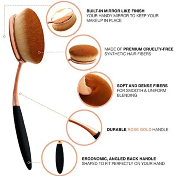Oval Foundation Brush Set – 5 Pcs
