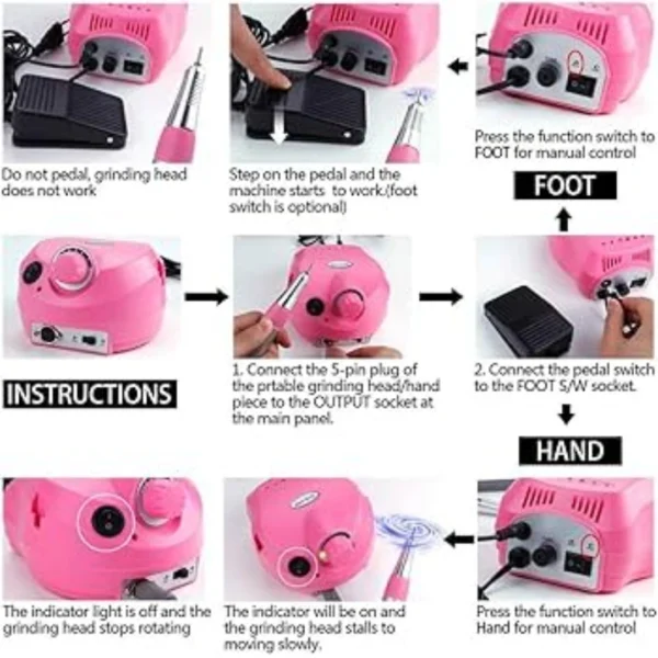6-in-1 Portable Nail Drill 35,000 RPM – Gel & Acrylic Remover