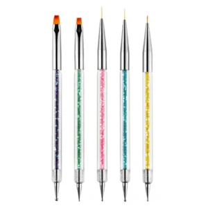 5pcs Nail Art Brush & Dotting Tool Set – Double-Ended Liner Brushes & Dotting Pens