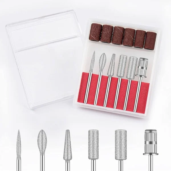 Professional Nail Drill Bits Set – 6pcs 3/32" Bits + 6 Sanding Bands