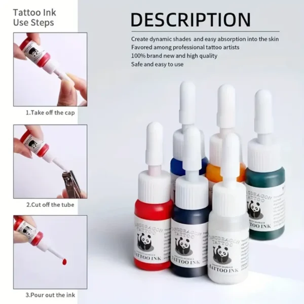 Professional Tattoo Ink Set(6 Pcs) – Long-Lasting Pigments for Body Art