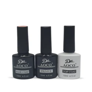 AOCO Base Coat, Primer & Top Coat Set – 3-in-1 Gel Nail Essentials